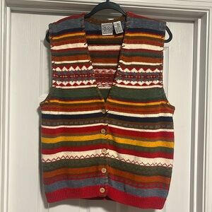 Vintage Russ Sport Sweater Vest with Awesome Details, Size Large 24” Long